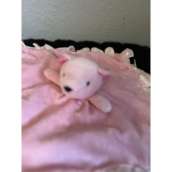 Stepping Stones Pink Bear Soft Satin Trim and Back Security Blanket Lovey - Picture 2 of 4